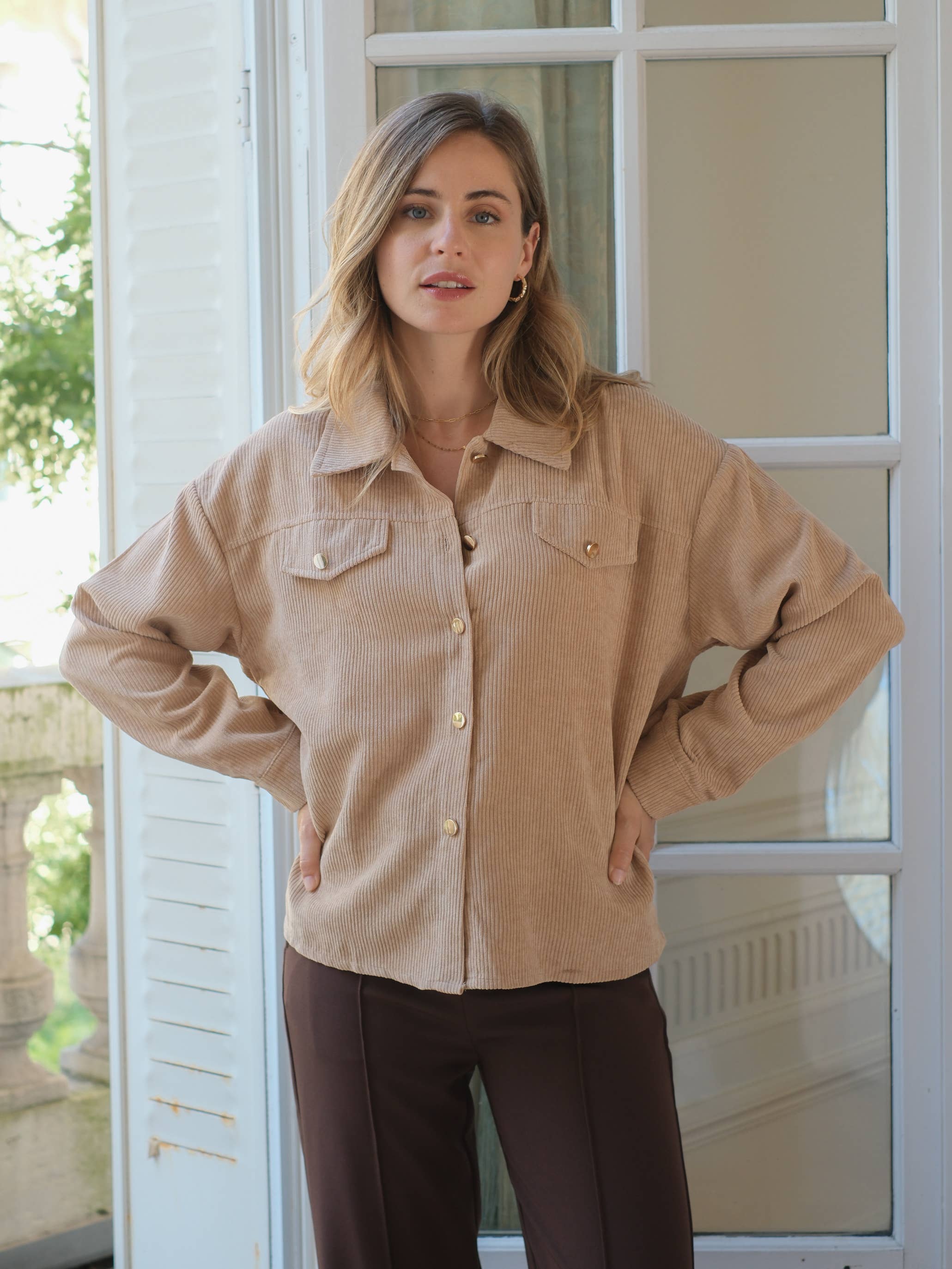 LOVIE & CO - Wholesale Outerwear - Maternity - Corduroy overshirt with patch pockets - 72926-LORIS6