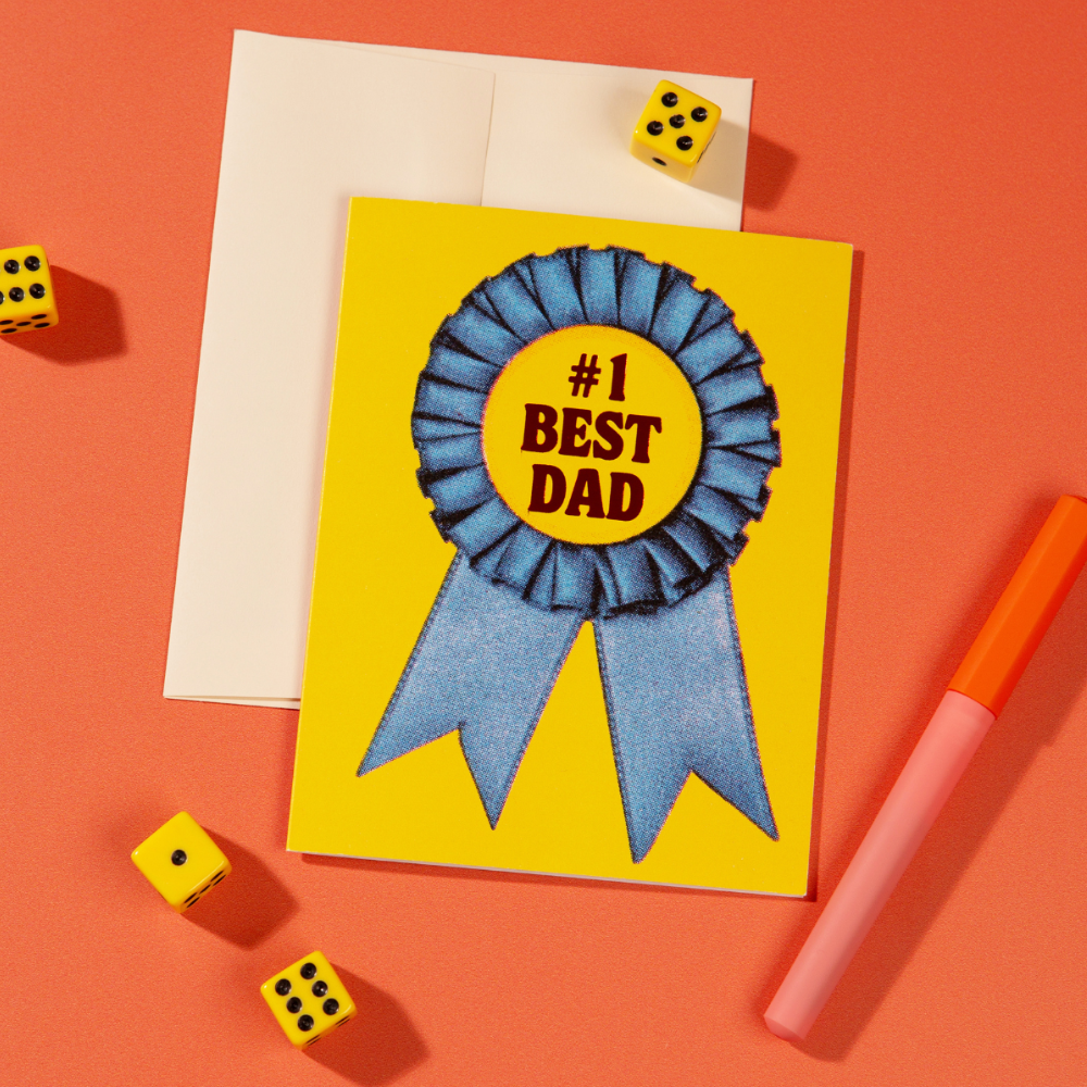 Lucky Goods Paper - Wholesale Father's Day Card - #1 Dad Ribbon Card – Foil Father’s Day Greeting1