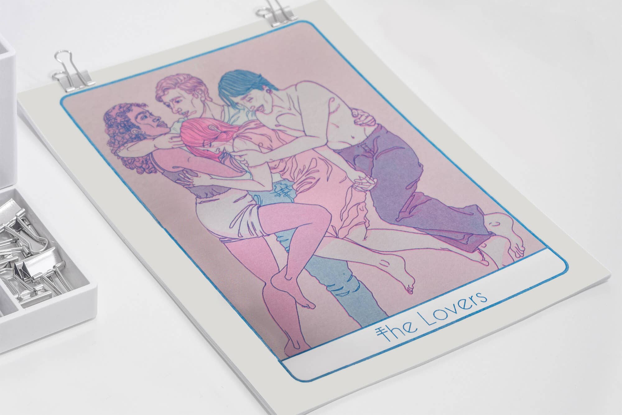 Klaus Piechocki Illustration – wholesale Art print – A3 Riso Art Print: The Lovers (Polyamorous)1