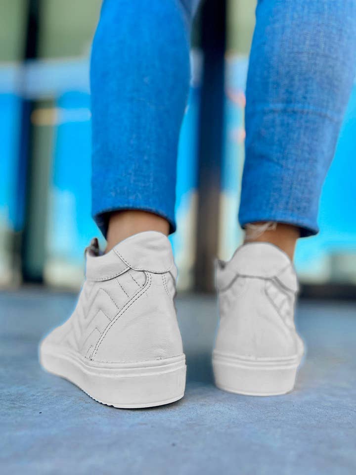 PMK SHOES - Wholesale Lifestyle Sneakers - Women's - Regina - White - Handmade Cow Leather Sneakers3