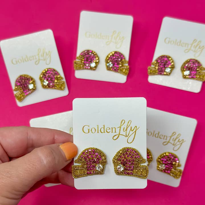 Game Day - Helmet Stud - Purple and Gold for wholesale by Golden Lily