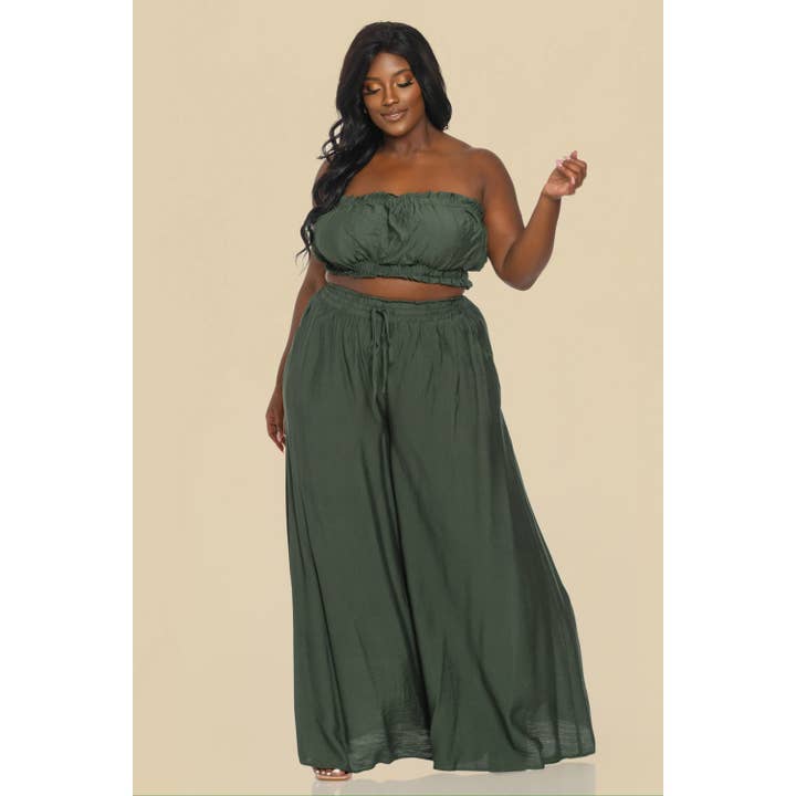 The Sang - Wholesale Top & Pant Set (NOT Loungewear) - Women's - PLUS SHIRRED TUBE TOP WITH MATCHING PALAZZO PANTS SET7