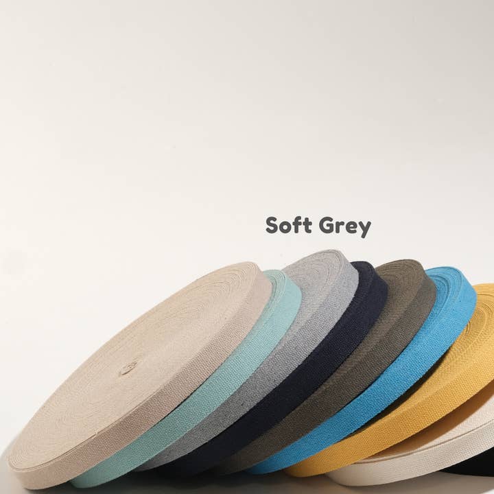 50 Yards – 1.25 Inch Soft Gray- Heavy Cotton Webbing Strap for wholesale by Dream Trimming Goods LLC