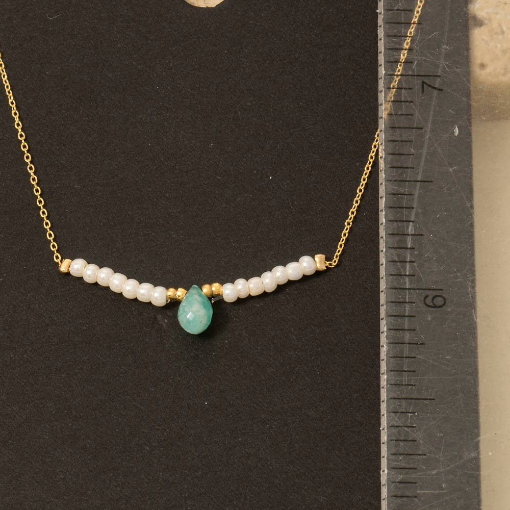 Anarchy Street – wholesale Pendant/charm necklace – Teardrop Stone Beaded Bar Charm Necklace2