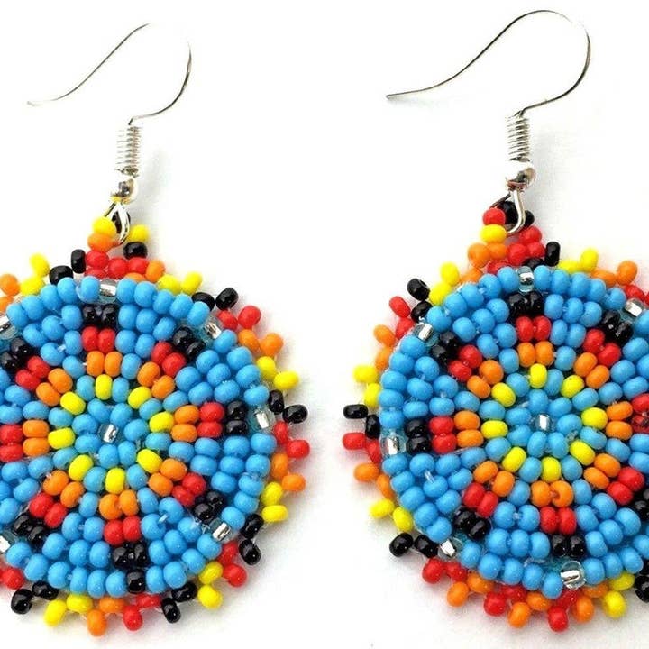 Handmade Beaded Cute Round Turquoise Blue Earrings for wholesale by BEADS CORNER