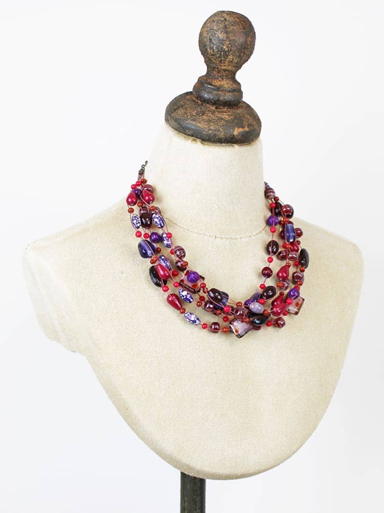 Suzie Blue – wholesale Pärlband/Pärlhalsband – DC6504PU BLANDAD GLASPÄRLA KLUSTERHALSBAND (Kodad DC6304)1