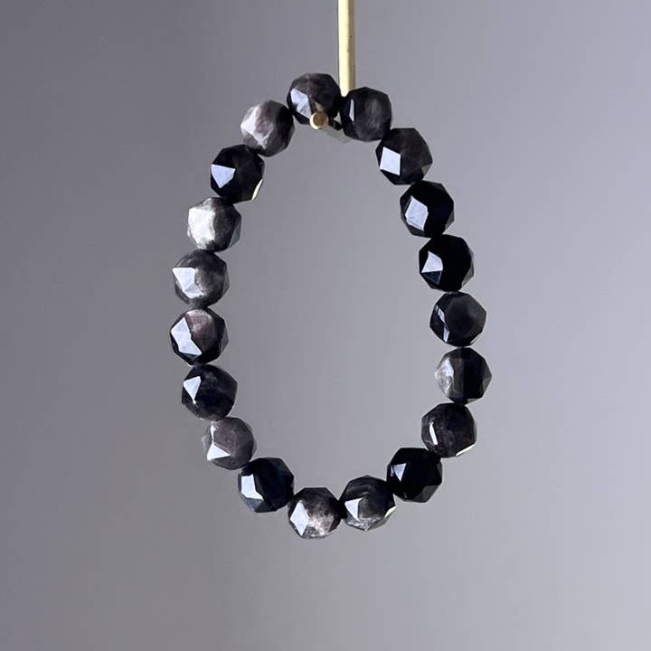 Ninaouity - Wholesale Beaded Bracelet - Third Eye Chakra Silver Sheen Obsidian Crystal Bracelet