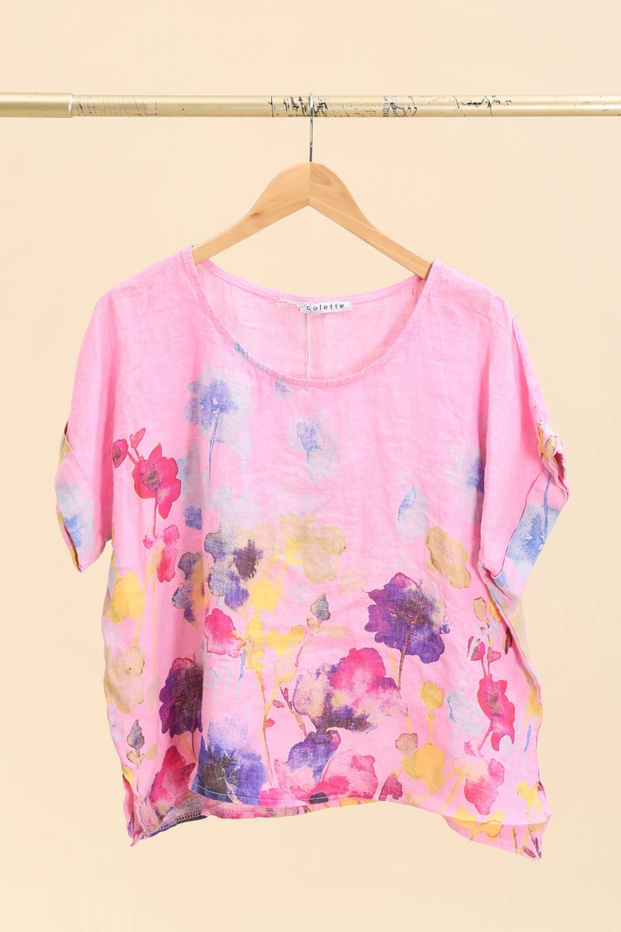 la maison des fibres naturelles – wholesale T-shirt – women's – Round neck printed linen T-shirt 23310 100% LINEN8