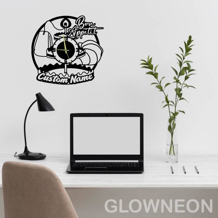 Glow Neon - Venta al por mayor Relojes de pared - Reloj de pared personalizado Bon Appetit para decoración de cocina y restaurante