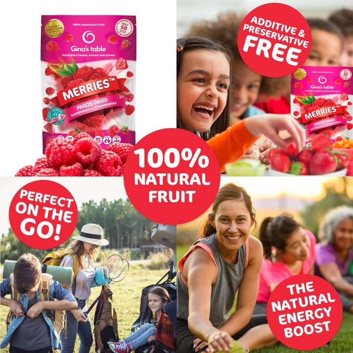 Gina's Table - Wholesale Dried/dehydrated fruit - Freeze Dried Raspberries with Strawberries - 10 pack6