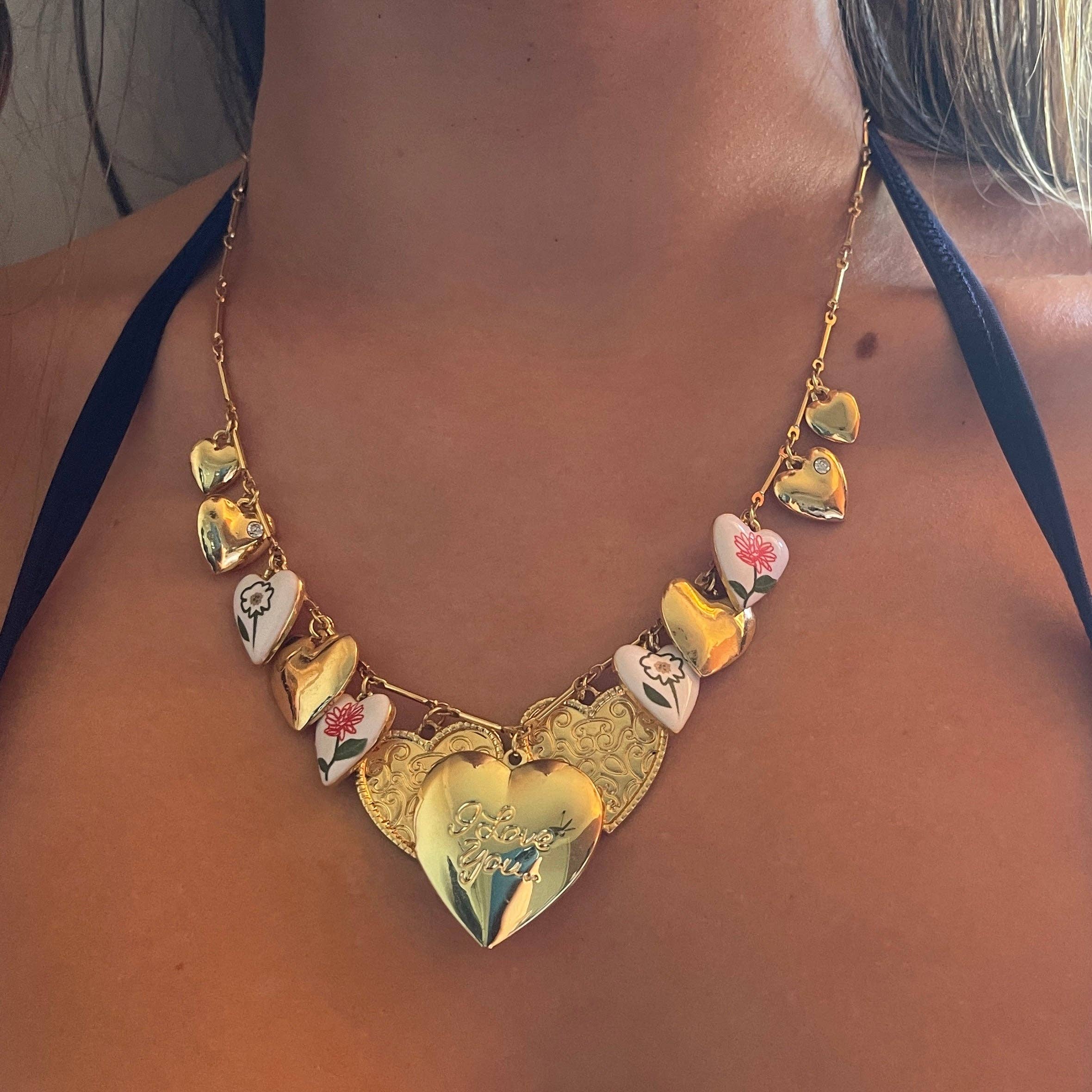 The Sage Vintage - Wholesale Pendant/Charm Necklace - All Hearts Charm Necklace1