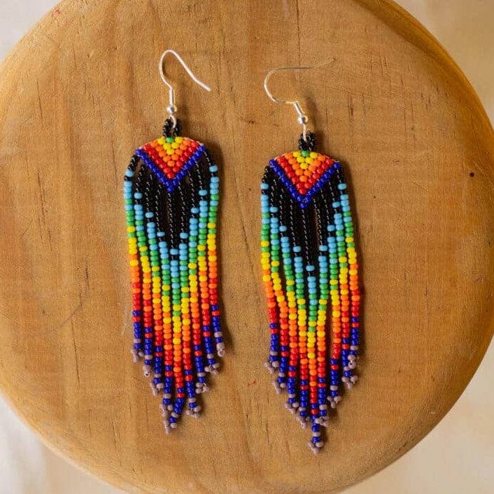 Tribal Chic – Native Beaded Earrings in Bold Tribal Colors for wholesale by Mother Sierra