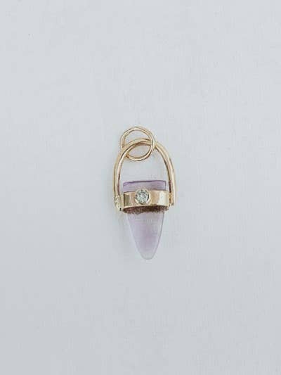 Amethyst + Diamond Charm | 14k for wholesale by Wings Hawaii