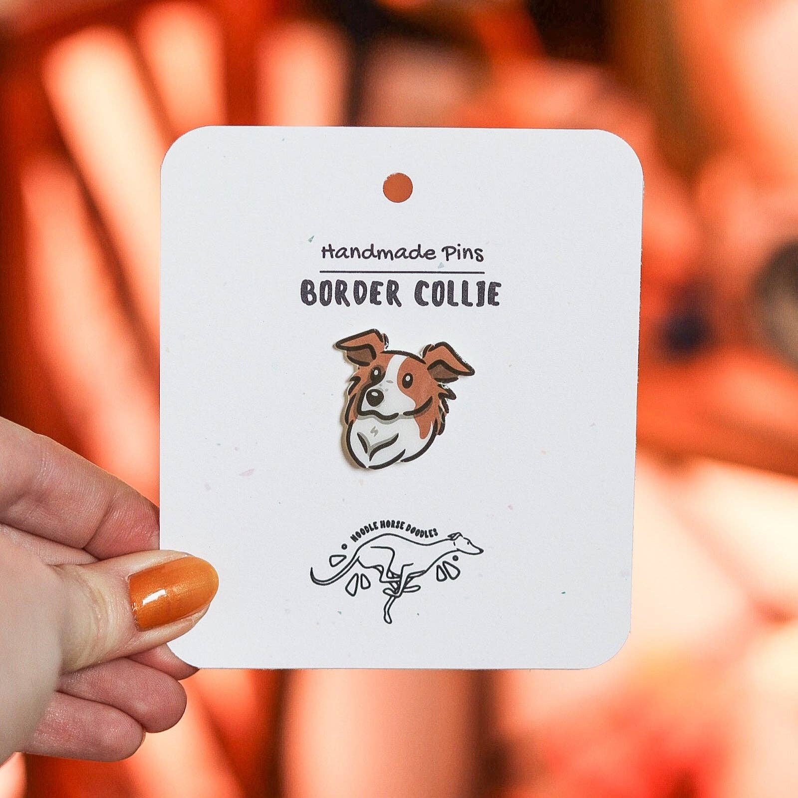 Noodle Horse Doodles - Wholesale Lapel Pin/Button - Border Collie - Handmade Pin0