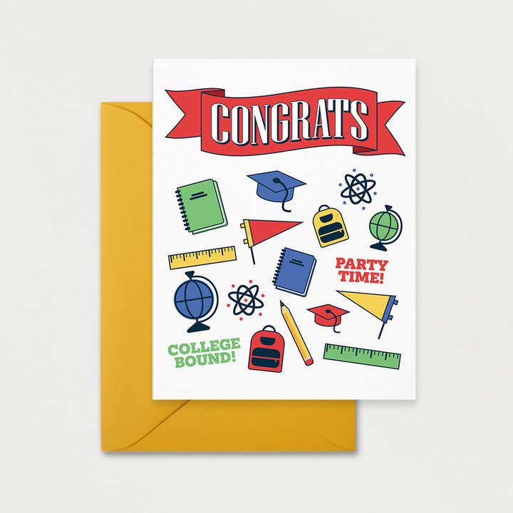 Carte de voeux de célébration universitaire pour la vente par Pink Flamingo Party Co.