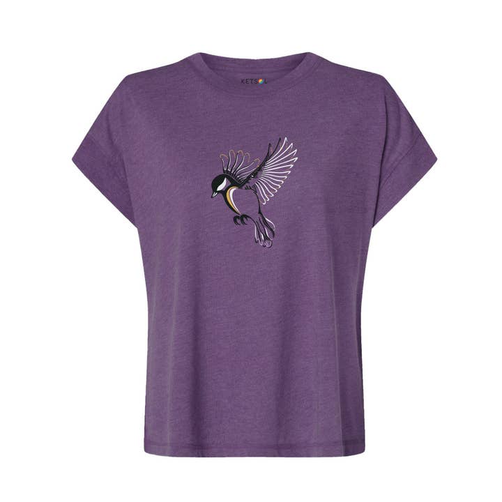 Chickadee Entspanntes T-Shirt | Pflaume für den Großhandel von Ketsol