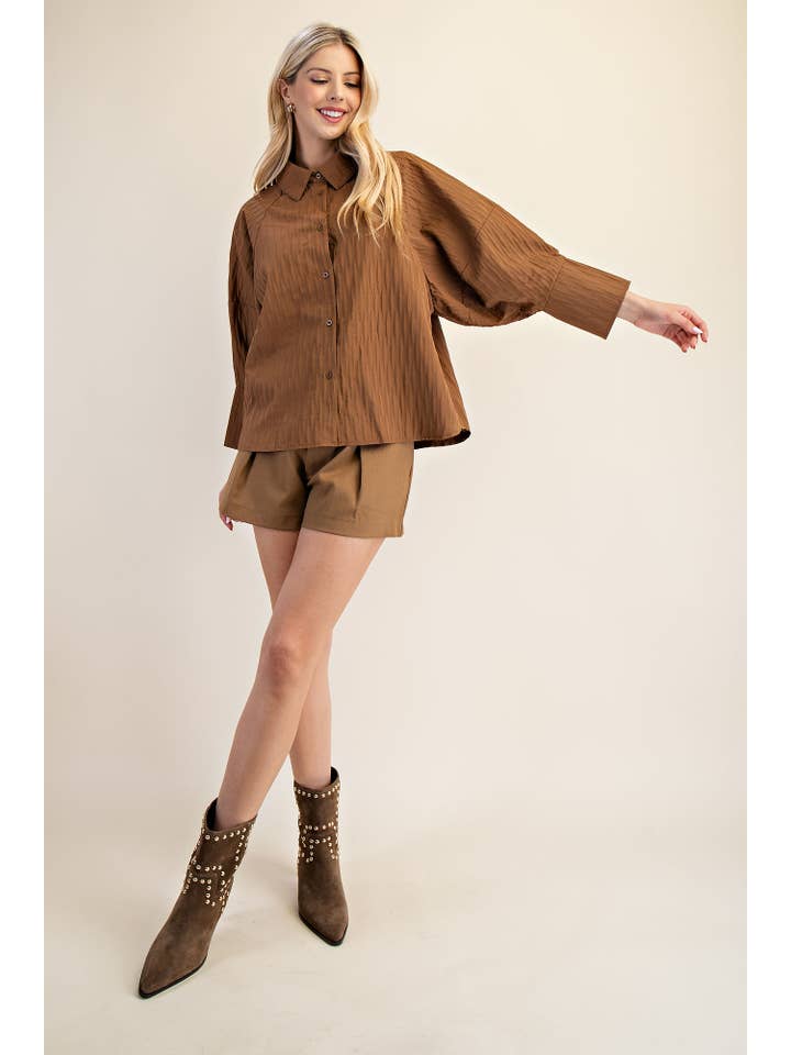 Glam - Wholesale Button Down Shirt - Women's - Collar Neck Button Down Shirt4