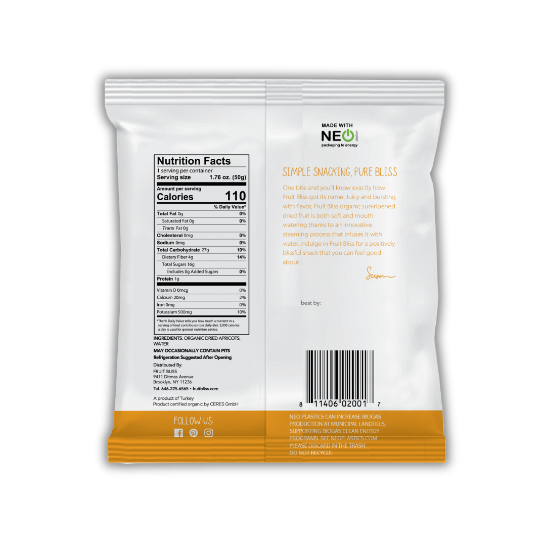 Fruit Bliss – Großhandel Getrocknete/dehydrierte Früchte – Bio Türkische Mini-Aprikosen 50g2