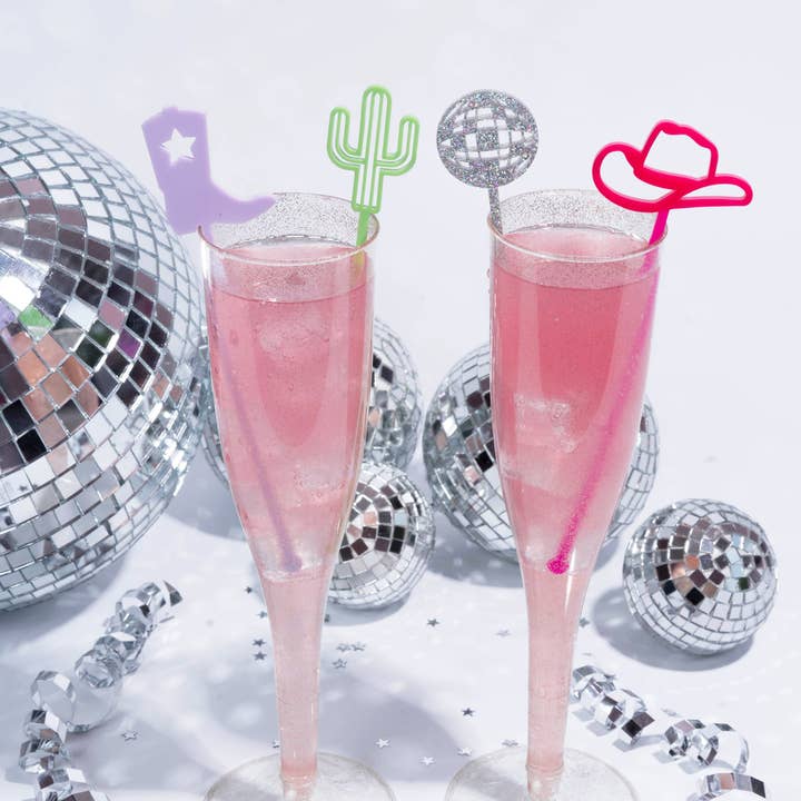 Festive Gal - Wholesale Drink Stirrer - Disco Cowgirl Acrylic Cocktail Stir Stix