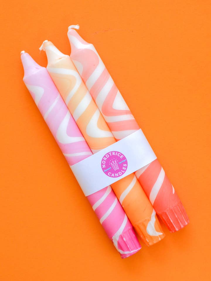 Taper candles- 3 pack/ Marble Sunset Mix for wholesale by Nordtrice