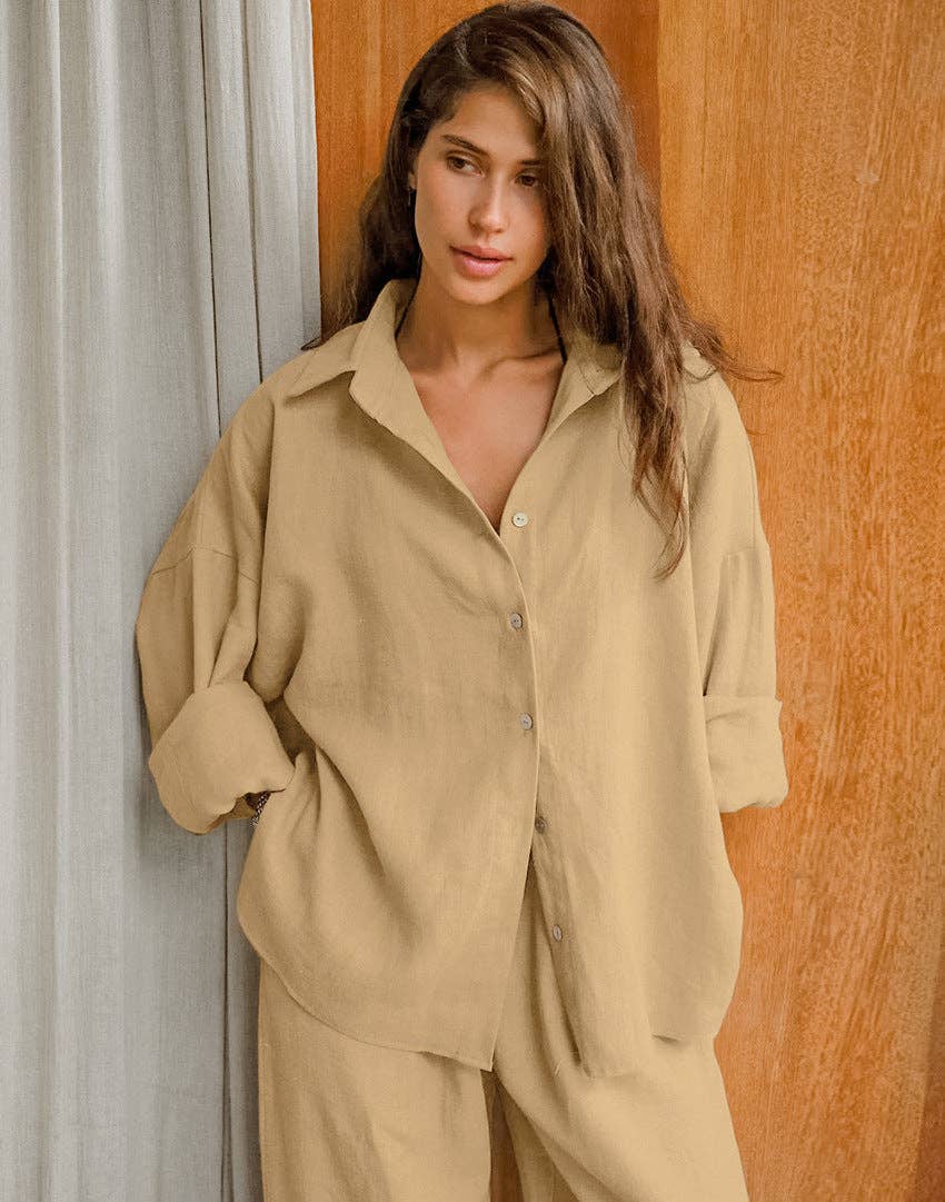 Marayn - Wholesale Lounge Set - Women's - Boho Chic Autumn Set Linen Blend Lounge Style26