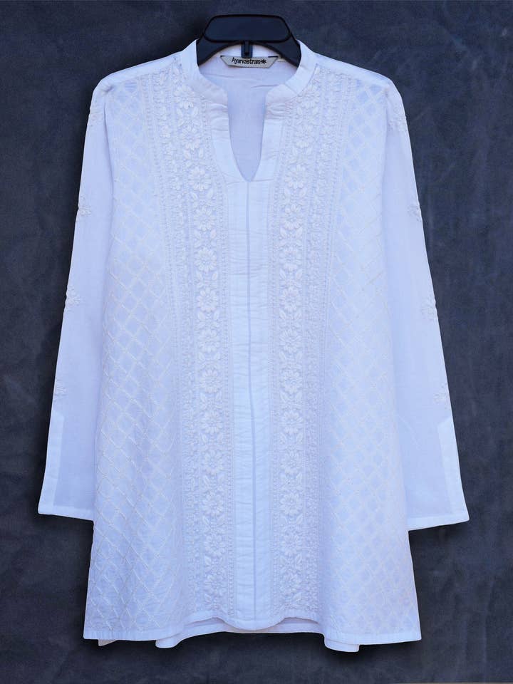 MORA Pure Cotton Hand Embroidered Tunic Top Kurti for wholesale by Ayurvastram