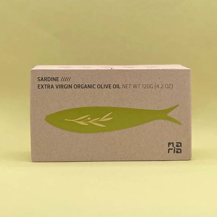Sardines biologiques Maria dans de l'huile d'olive extra vierge biologique pour la vente par Lata