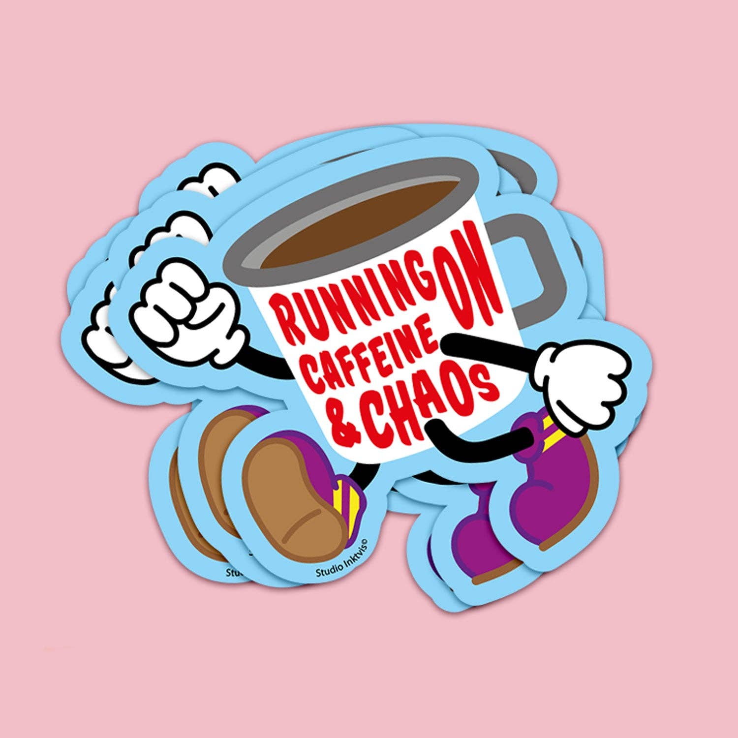 Studio Inktvis - Wholesale Sticker - Sticker Running on Caffeine and Chaos coffee4