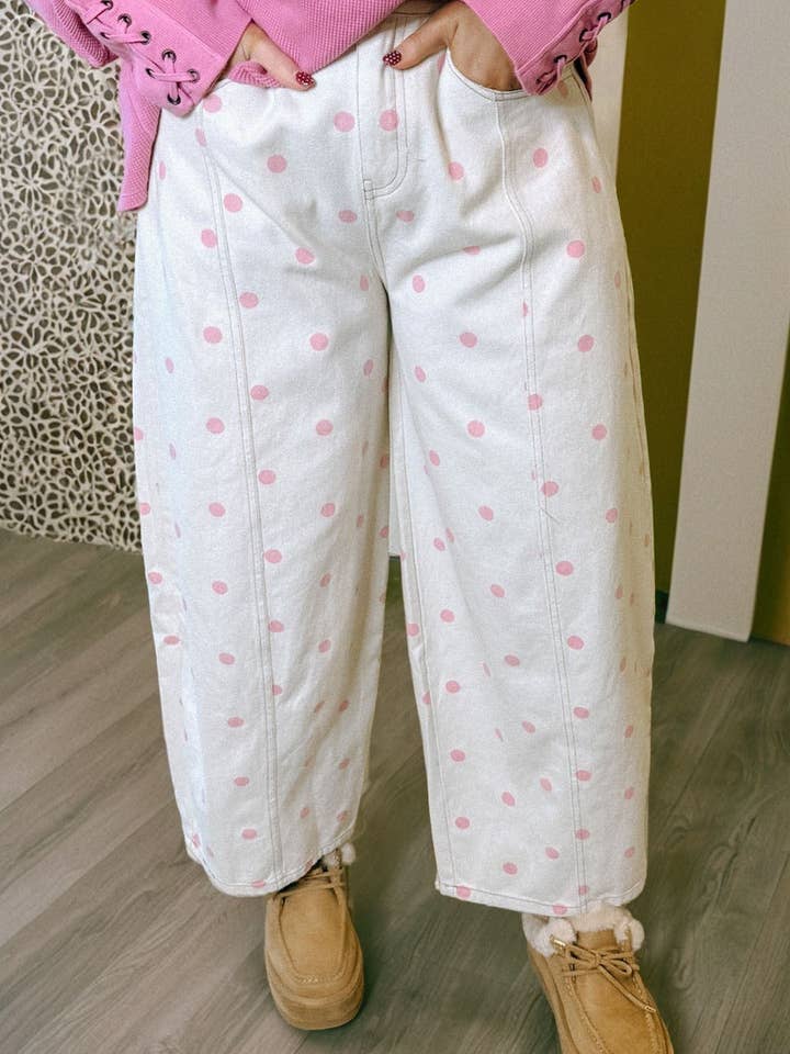 Polka Dot Print Ankle-length Barrel Jeans for wholesale by 1 the Woman