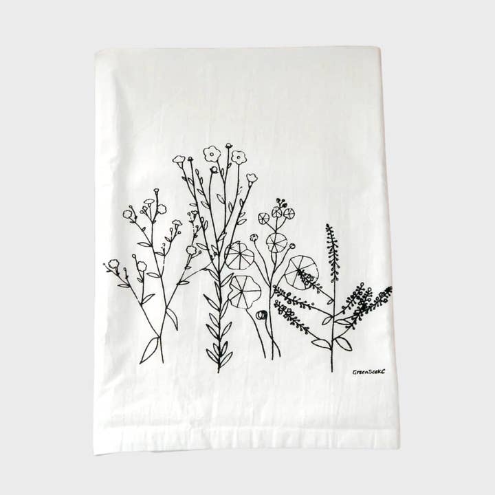 Green Bee Tea Towels - Wholesale Tea Towel - Abstract Flower Towel | Tea Towels | Floral Tea Towel
