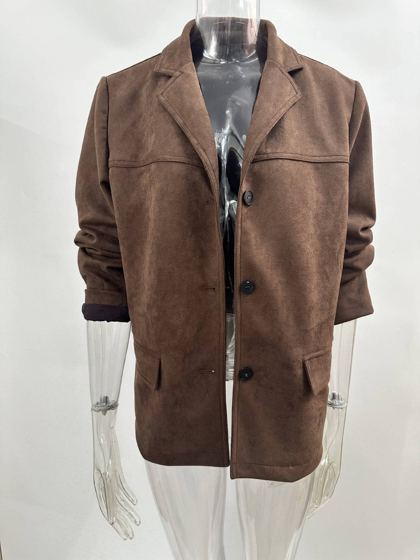 HIDDENBRAND - Wholesale Blazer - Women's - vintage oversized suede lapel blazer in brown0