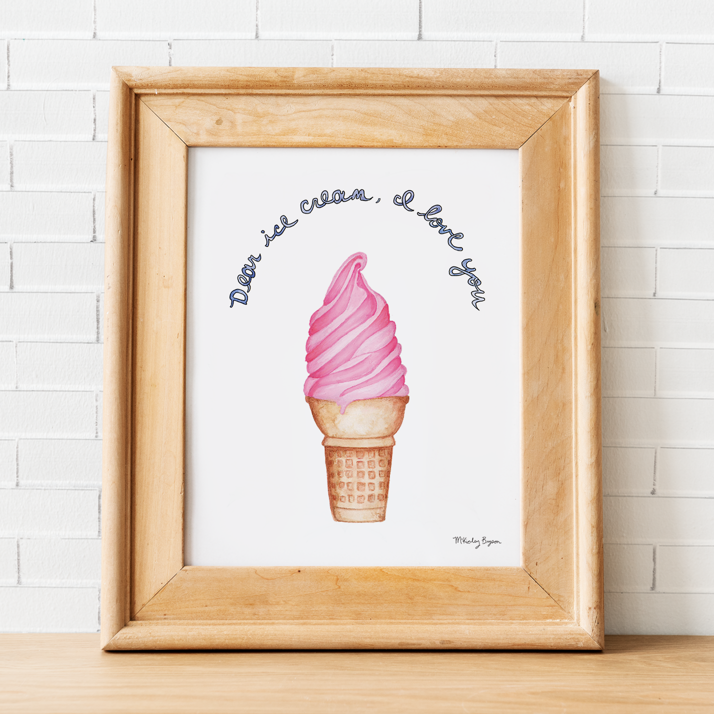 Lucky Bat Paper Co. - Wholesale Art Print - Dear Ice Cream | Watercolor Print2
