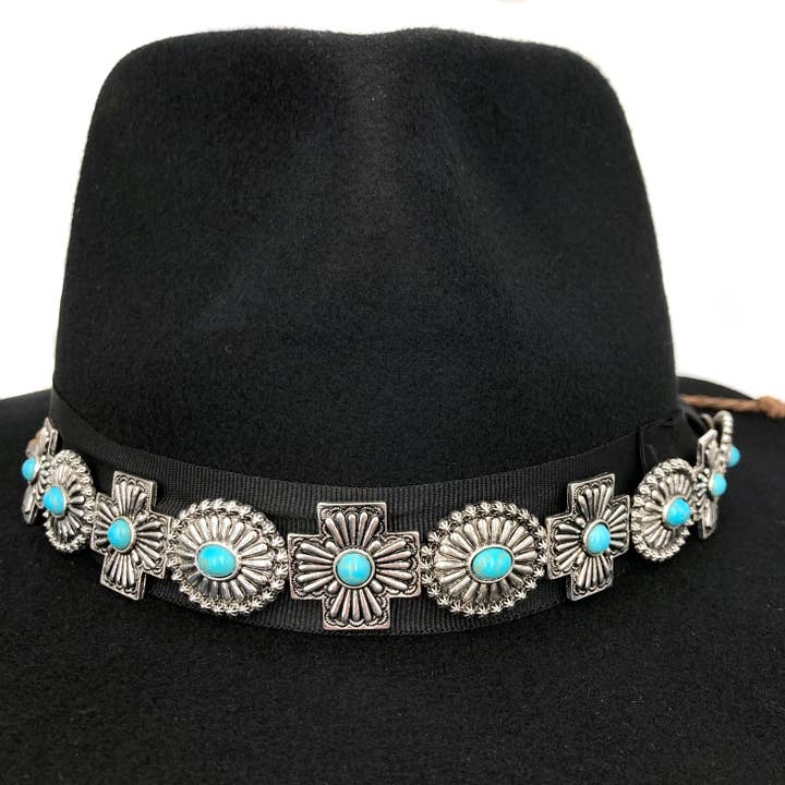 Western Turkis Cross Concho Hat Band for engroshandel hos Lunar Deer