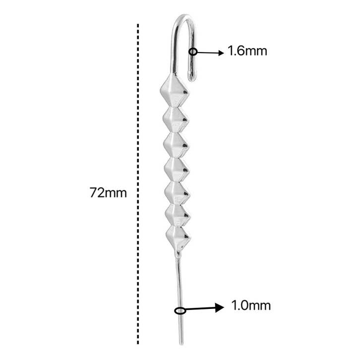 Silver Ladies Stainless Steel Ear Crawler Hook Pin Cuff Earrings SKAJ4152 for wholesale on Faire