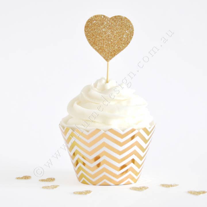 Illume Partyware - Wholesale Cupcake/muffin liner - Chevron Gold Cupcake Wrappers- Pack of 122