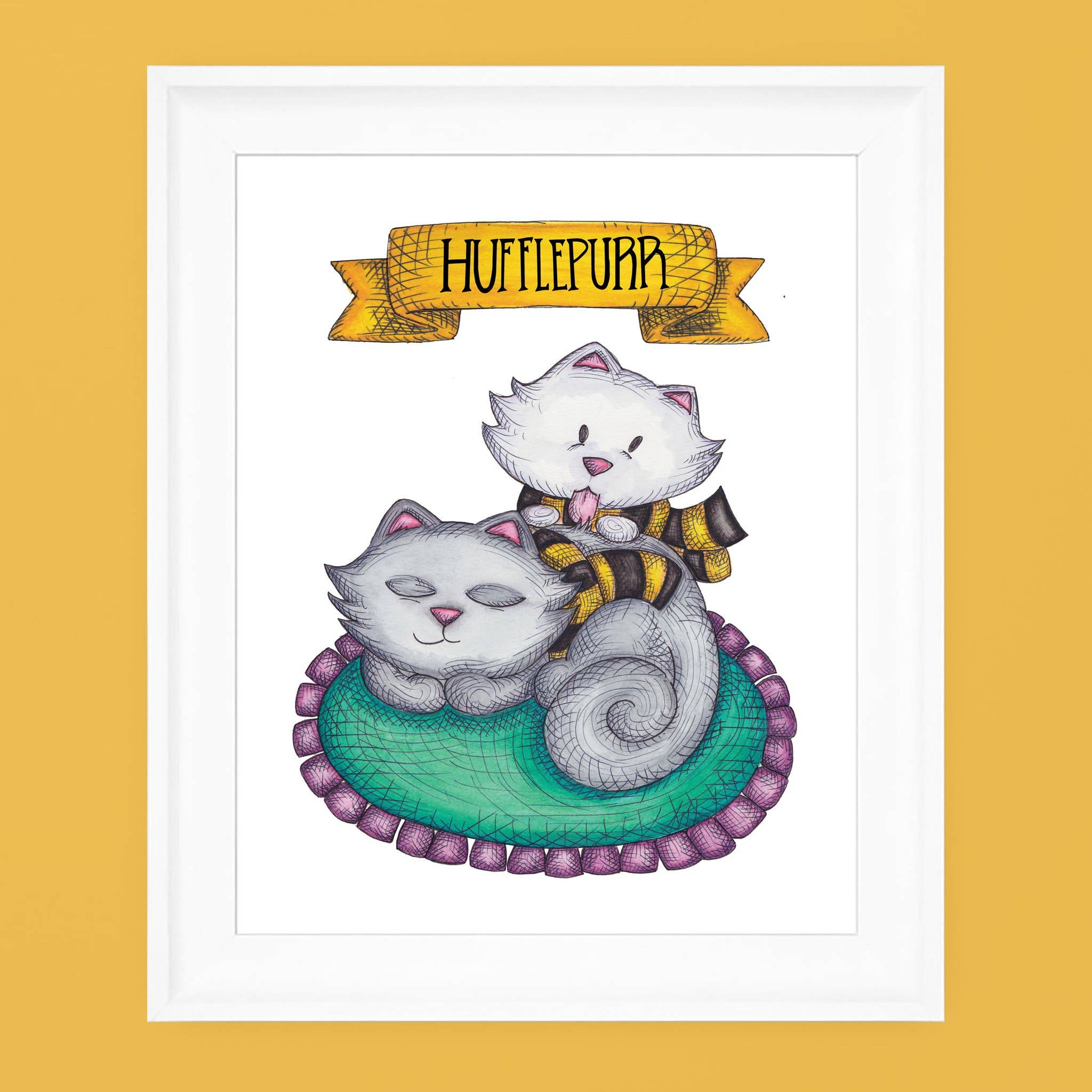 About A Cloud Stationery & Gifts - Wholesale Art Print - PAWTER CATS PRINT | HufflePURR (Hufflepuff) Print Collection1