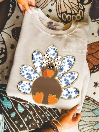 Trendy Chic Apparel LLC - Wholesale Graphic Sweatshirt - Women's - Floral Turkey Sweatshirts & T-Shirts 1