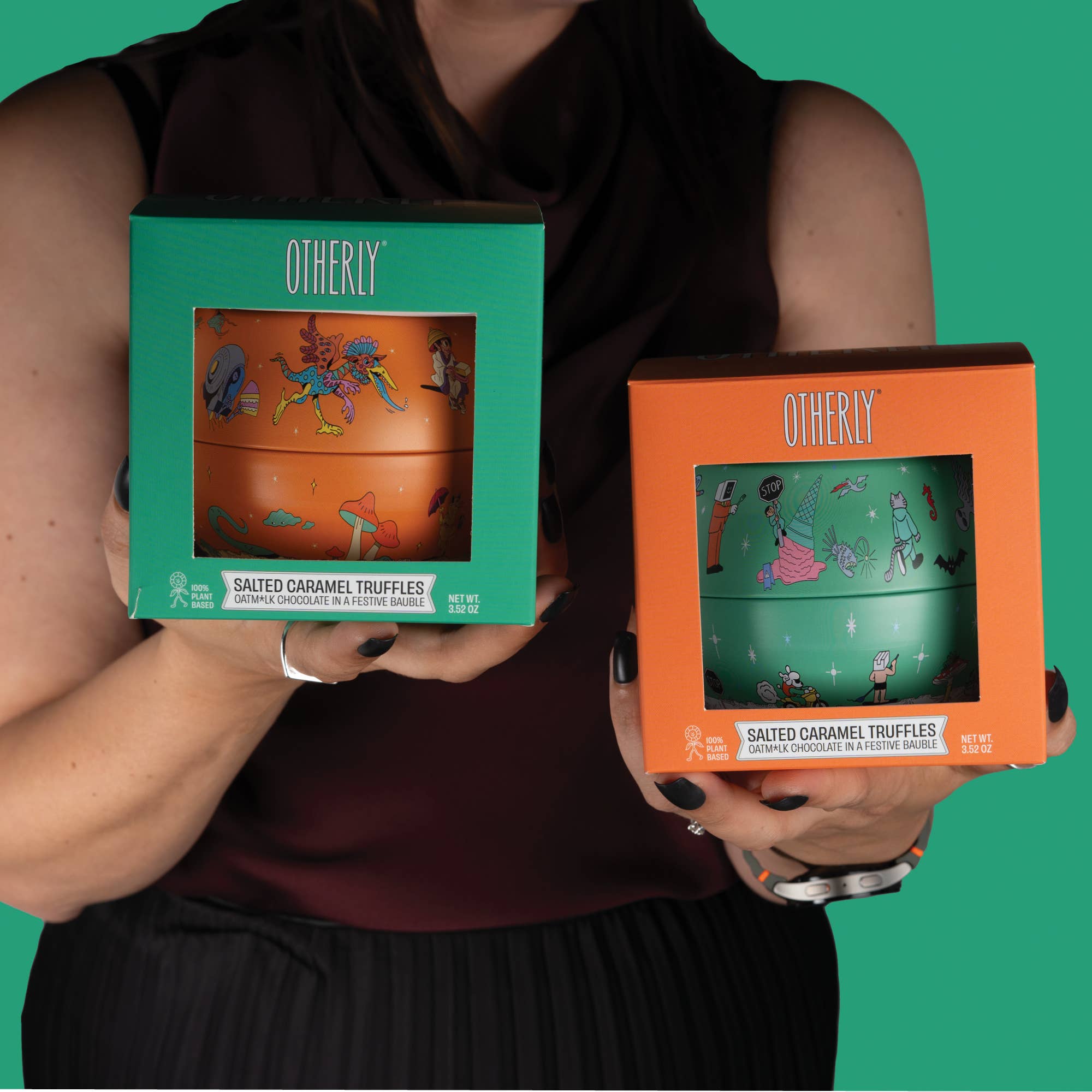 OTHERLY: OATM*LK CHOCOLATE [No duties when shipping to US!] – wholesale Chocolate box – Bauble Tin - OTHERLY Oatm*lk Salted Caramel Truffles 100G5