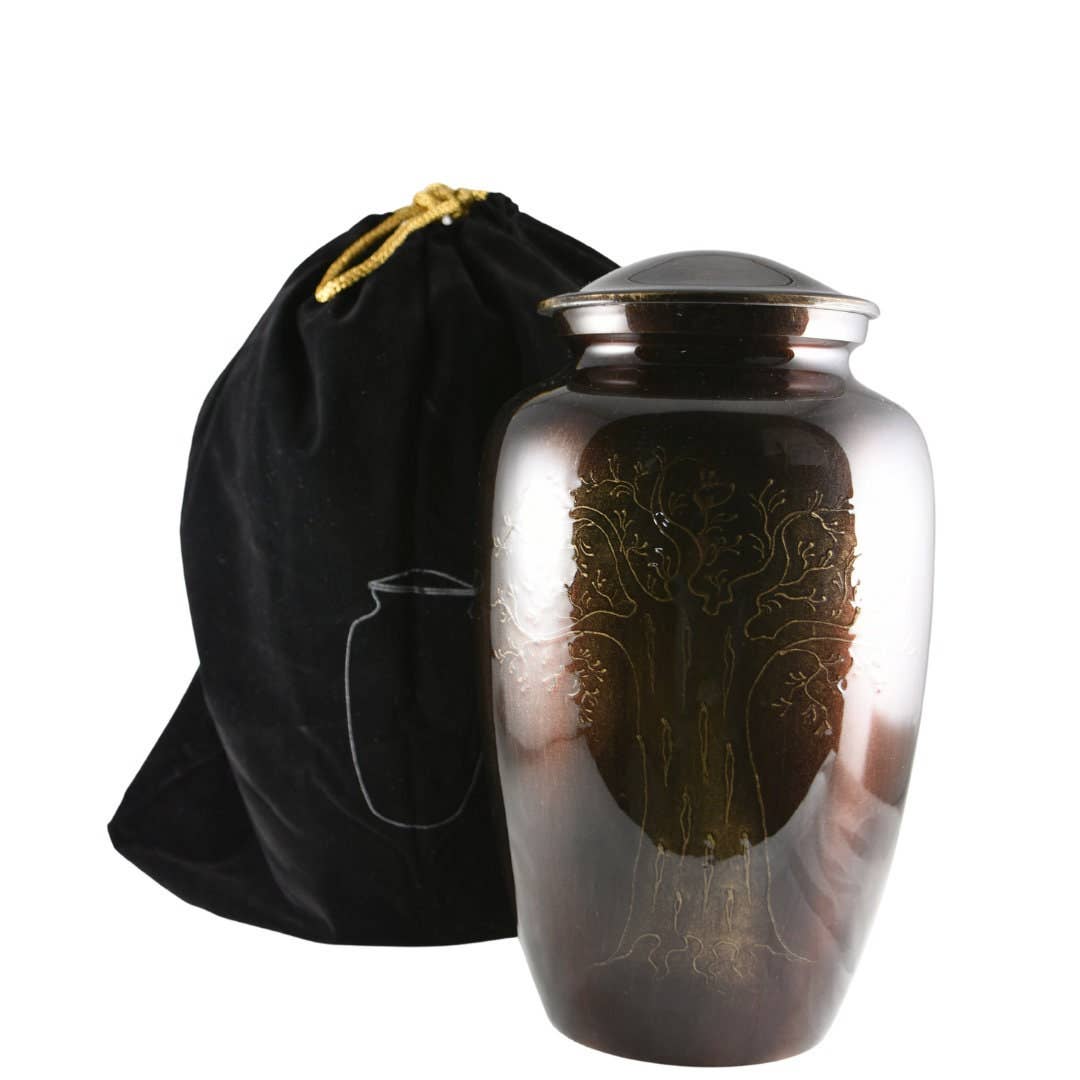 Plutus imports - Wholesale Urn - Large Hand Embossed Tree of Life Brown/Blue/Green Urn2