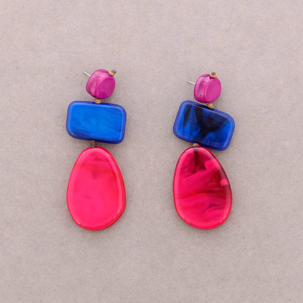 Sonata - Wholesale Hoop Earrings - Irregular Resin Geometric Shapes Earrings (C)5