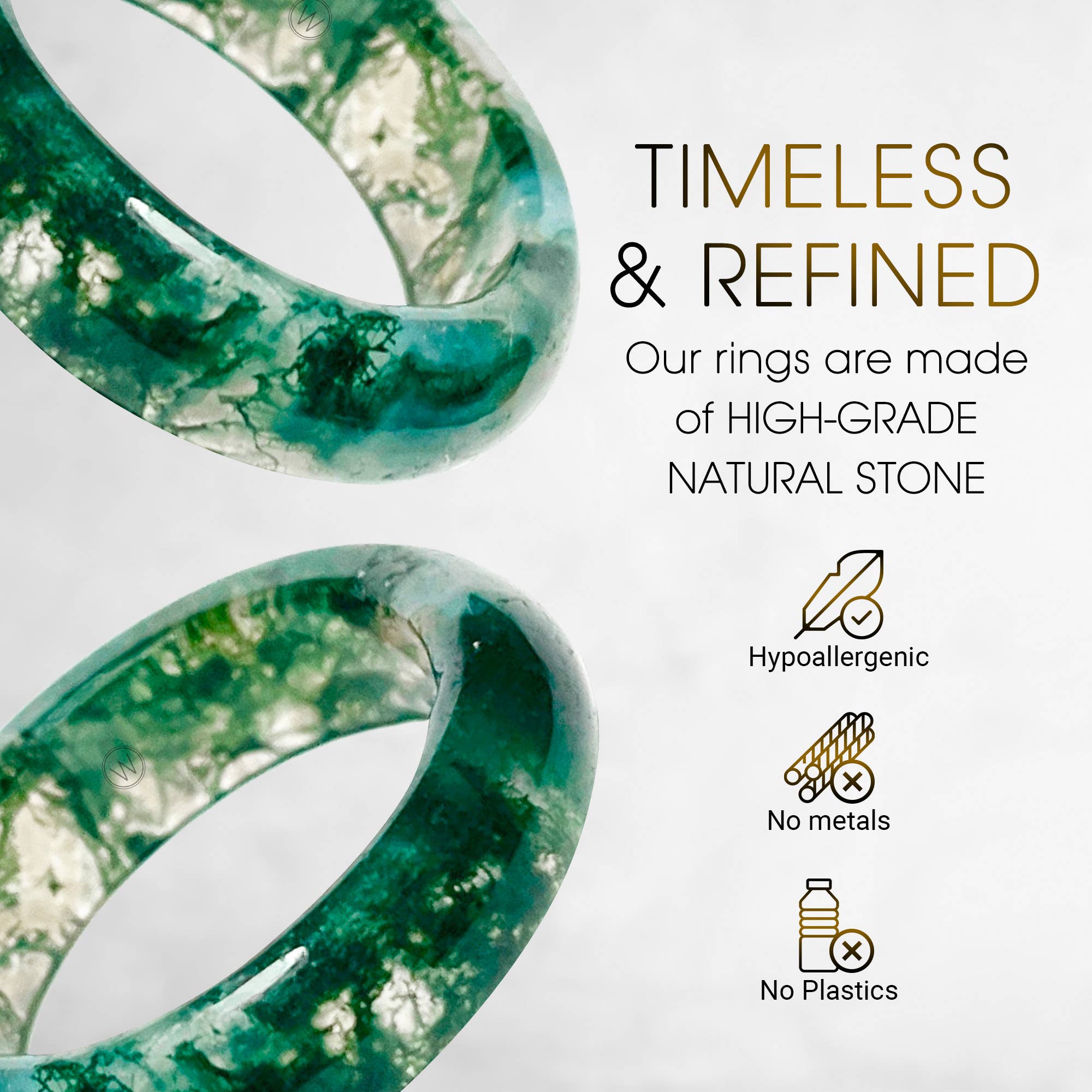 Whitestone Jewelry Co. - Wholesale Band/Stacked Ring - Carmela - Moss Agate | Maya Stone Collection | Natural Stone Band | Stackable Ring2