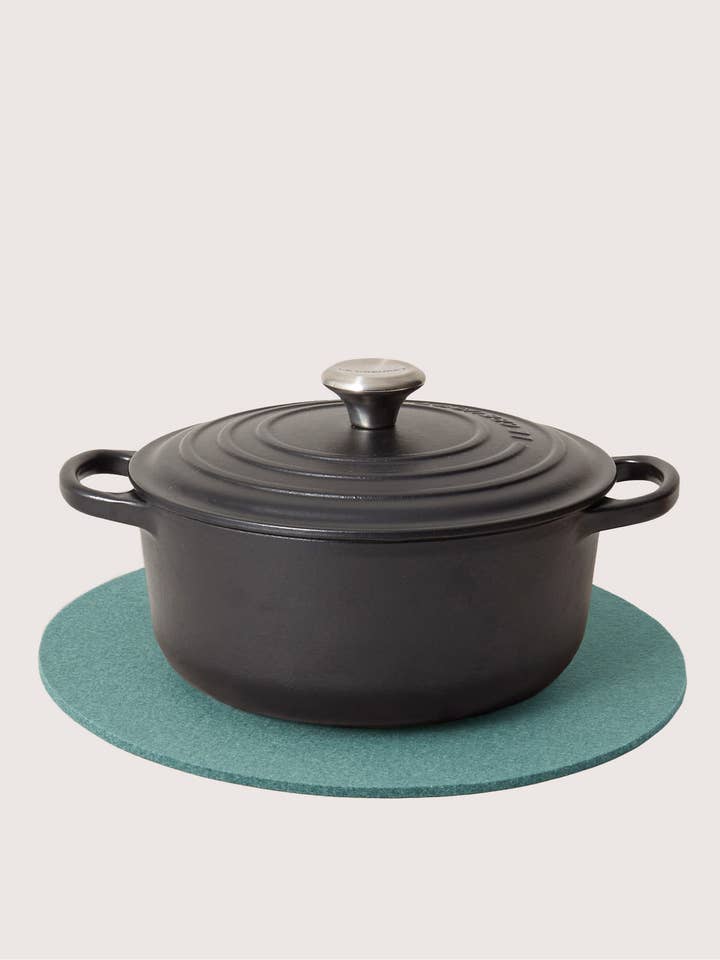 Merino Wool 12" Round Trivet - Spruce for wholesale by Graf Lantz