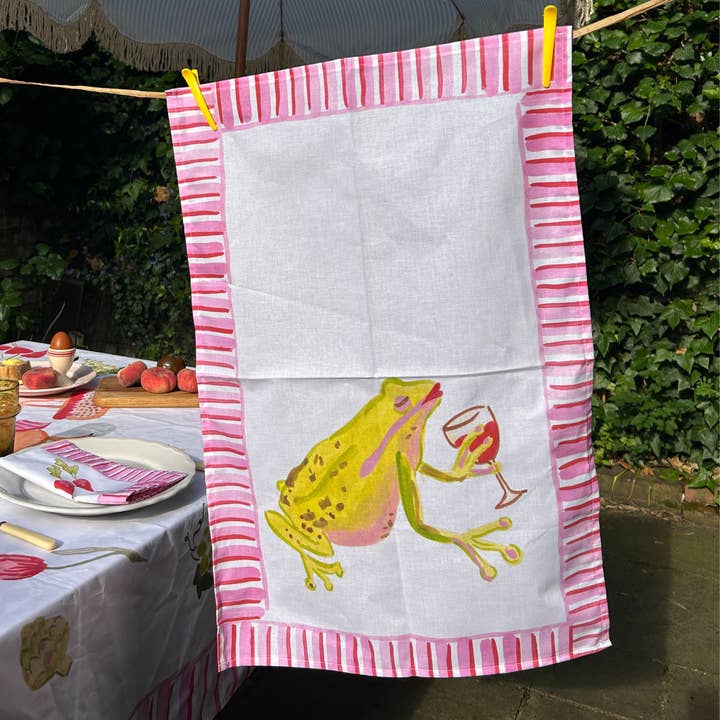 The Fancy Frog Teatowel for wholesale by Ofelia Botella