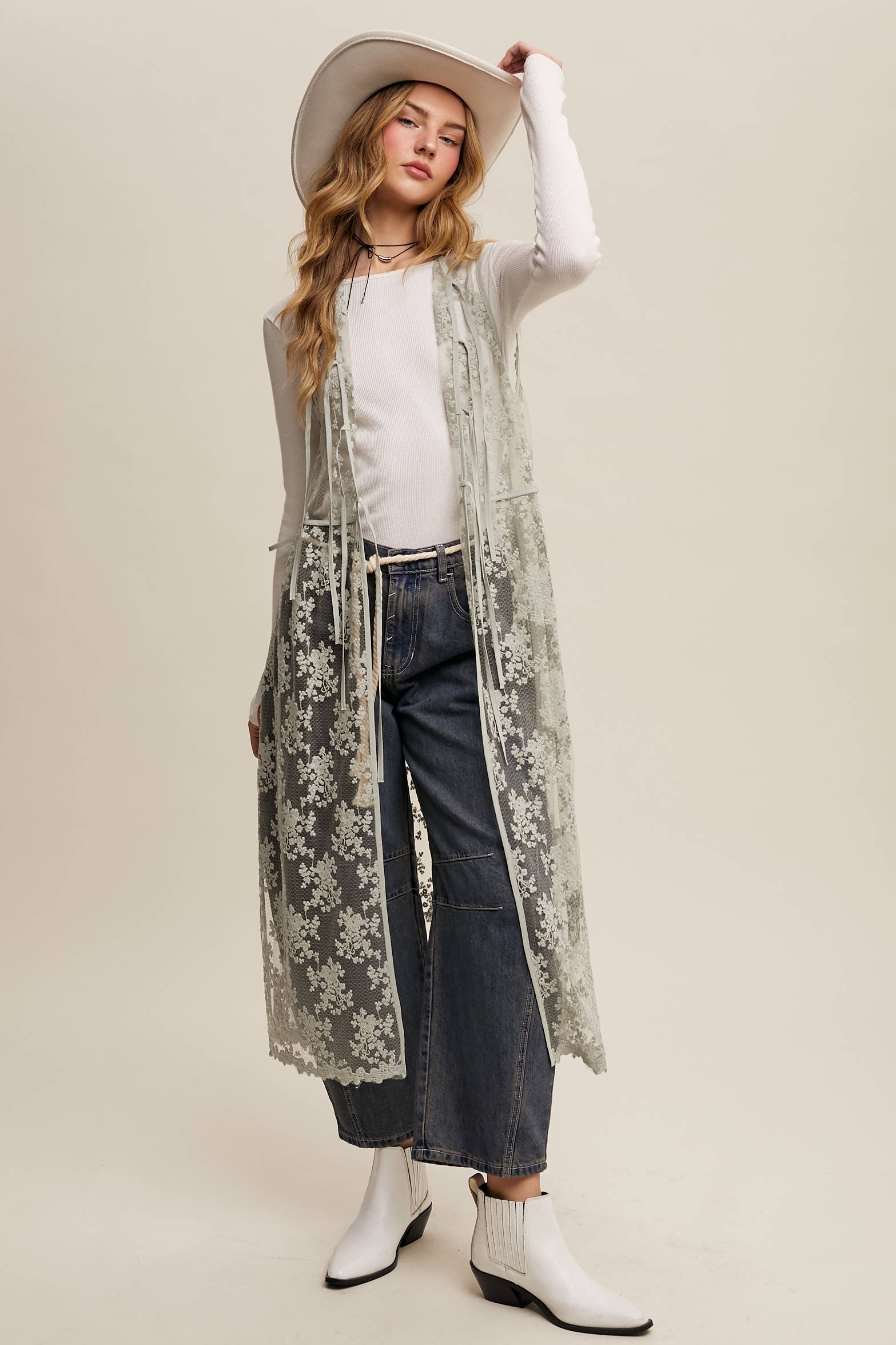 Listicle - Wholesale Outerwear Vest - Women's - Sheer Floral Embroidered Lace Vest42