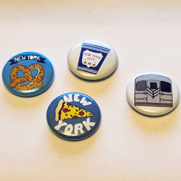 Made by Nilina - Wholesale Lapel Pin/Button - New York City 1-inch Buttons - NY NYC Souvenir Assorted