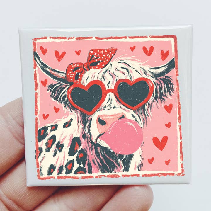 Aimant drôle d'amour cœurs lunettes de soleil vache Saint-Valentin pour la vente par Sassper Goods