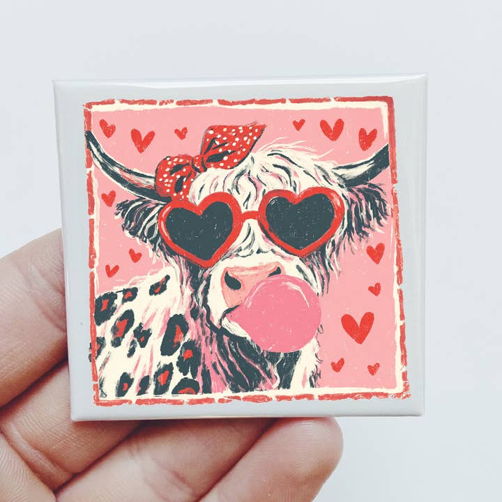 Aimant drôle d'amour cœurs lunettes de soleil vache Saint-Valentin pour la vente par Sassper Goods