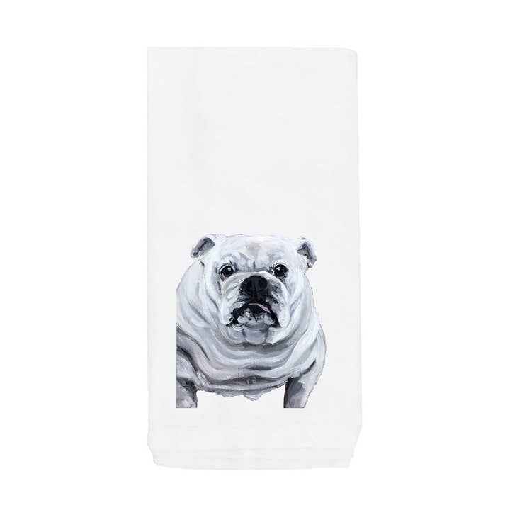 White English Bulldog Tea Towel for wholesale by Mads Studio & Co.