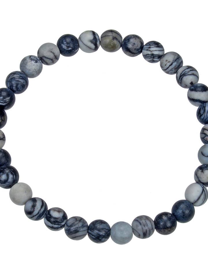 Pulseira Elástica de Pedra Preta Rede B1986-6MM por atacado de Ole