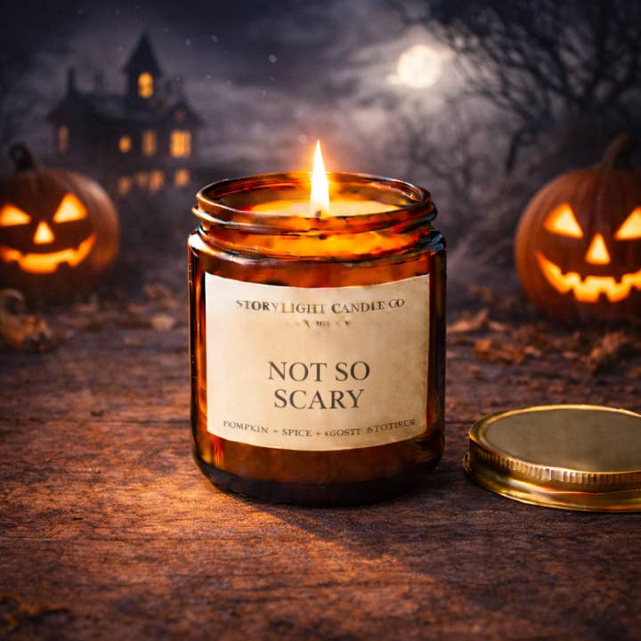 Not So Scary - Premium Coconut Apricot Wax Candle - Handmade Small Batch for wholesale by Storylight Candle Co
